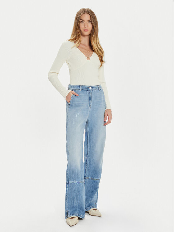 TWINSET TWINSET Sveter 242TP3132 Écru Slim Fit