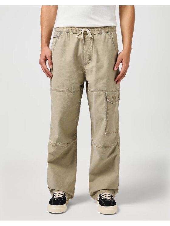 Wrangler Wrangler Spodnie materiałowe DRAWSTRING CARPENTER Brązowy Regular Fit