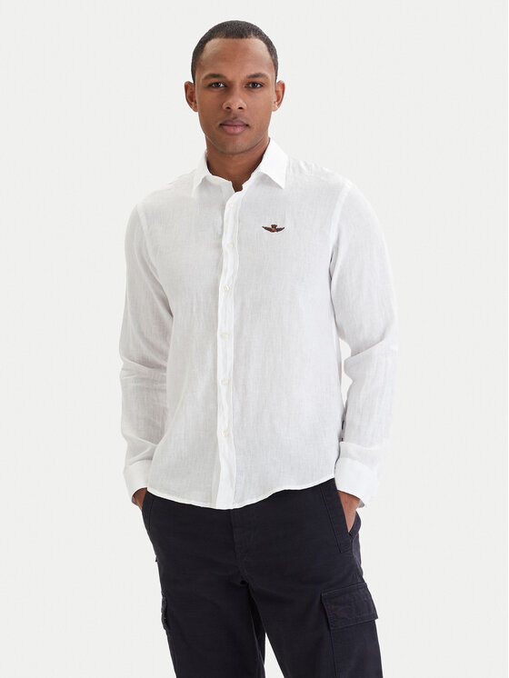 Aeronautica Militare Aeronautica Militare Košeľa 261CA1321UCT03089 Biela Regular Fit