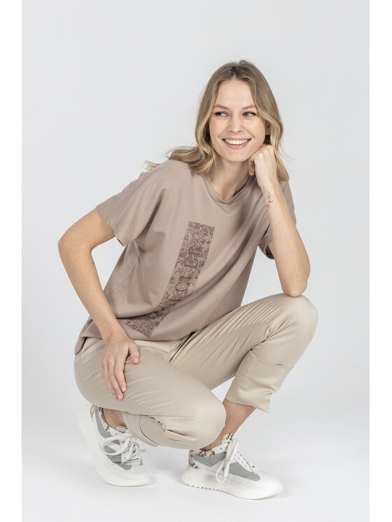 Deni Cler Milano Deni Cler Milano T-Shirt T-DC-T209-F2-46-71-1 Beżowy Loose Fit