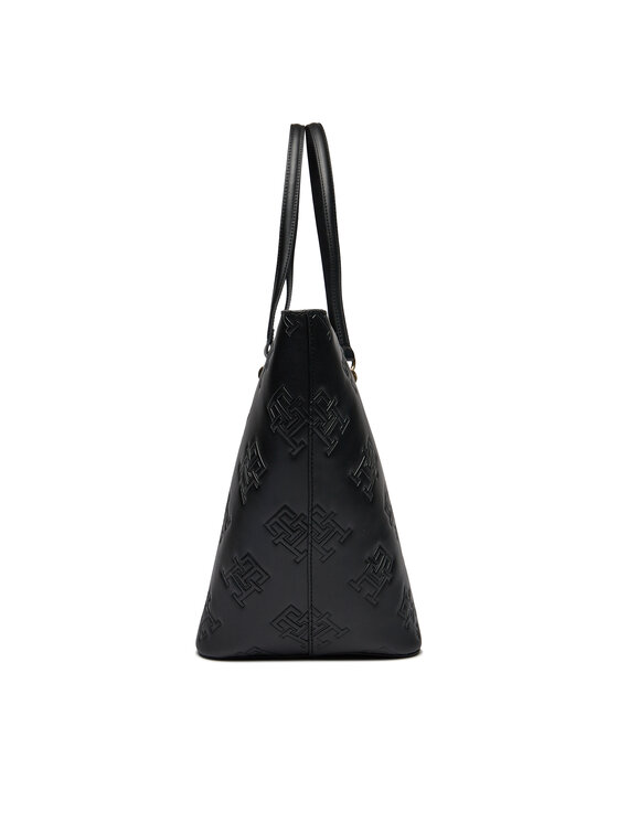 Tommy Hilfiger Handtasche Th Refined Tote Mono AW0AW15726 Schwarz 