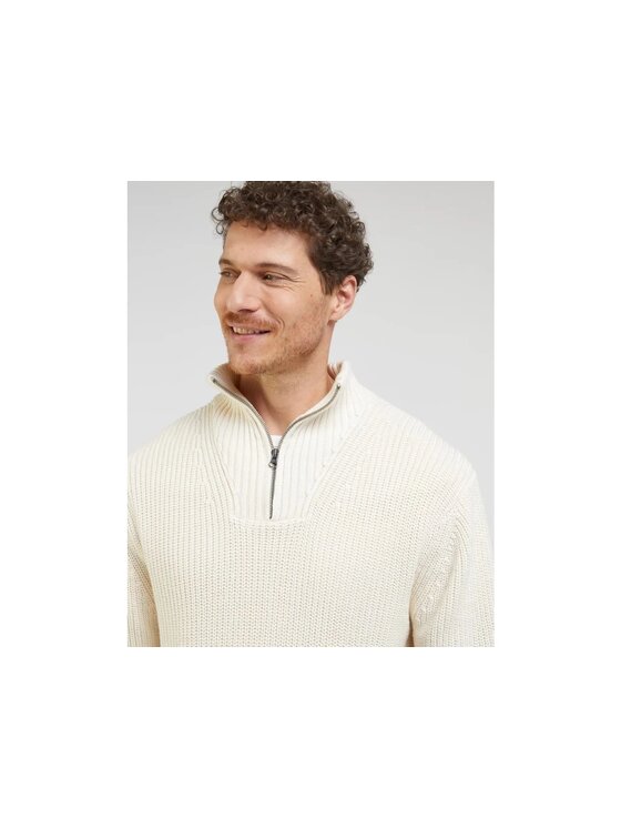 Lee Lee Sweter HALF ZIP KNIT Biały Regular Fit