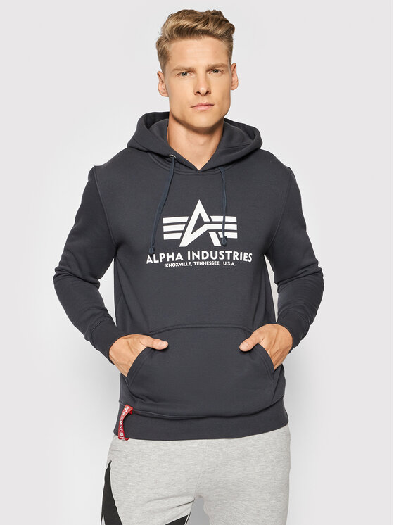 Alpha Industries Džemperis ar kapuci Basic 178312 Tumši zils Regular Fit