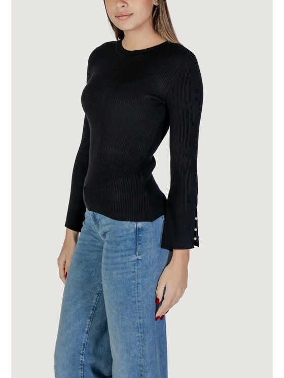 ONLY ONLY Maglione ONLNATASHA LS O-NECK PEARL CC KNT Nero Shirt Fit