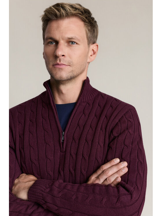 Lancerto Lancerto Sweter Joseph SW000211555970 Bordowy Regular Fit