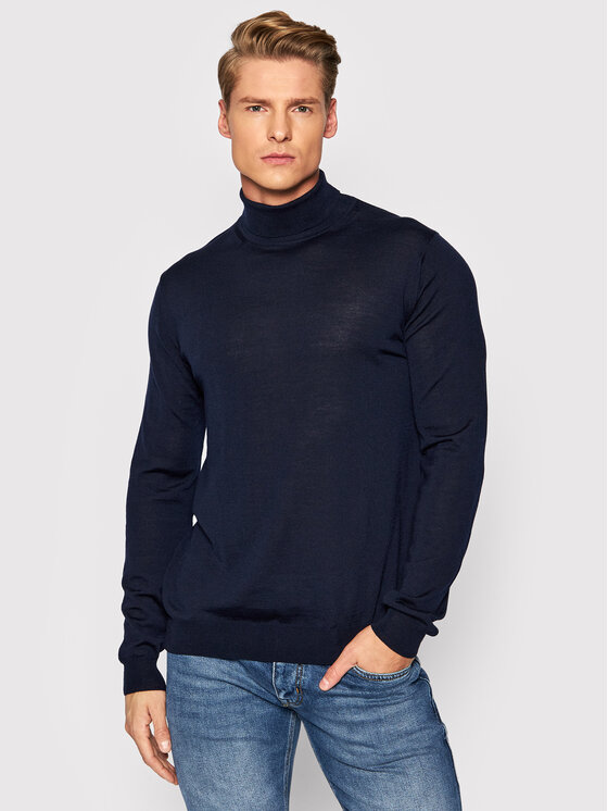 Stenströms Stenströms Rollkragenpullover 422206 1350 Dunkelblau Regular Fit