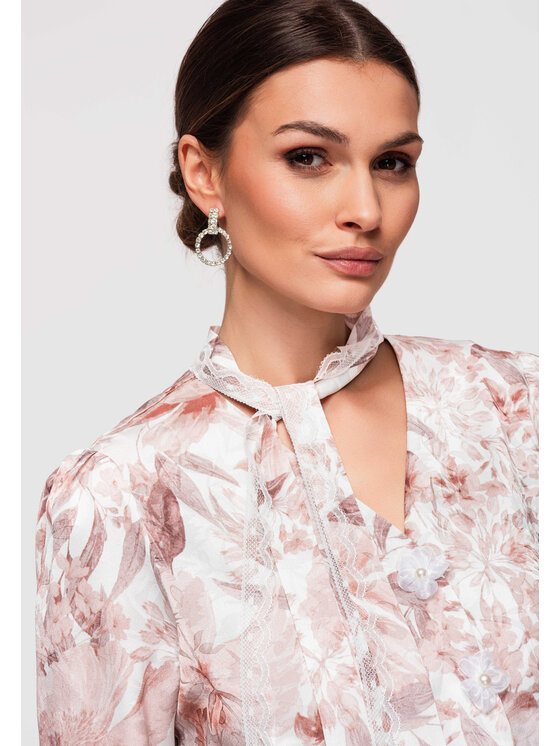 Ombre Ombre Koszula OW-SH-E0033 Beżowy Loose Fit