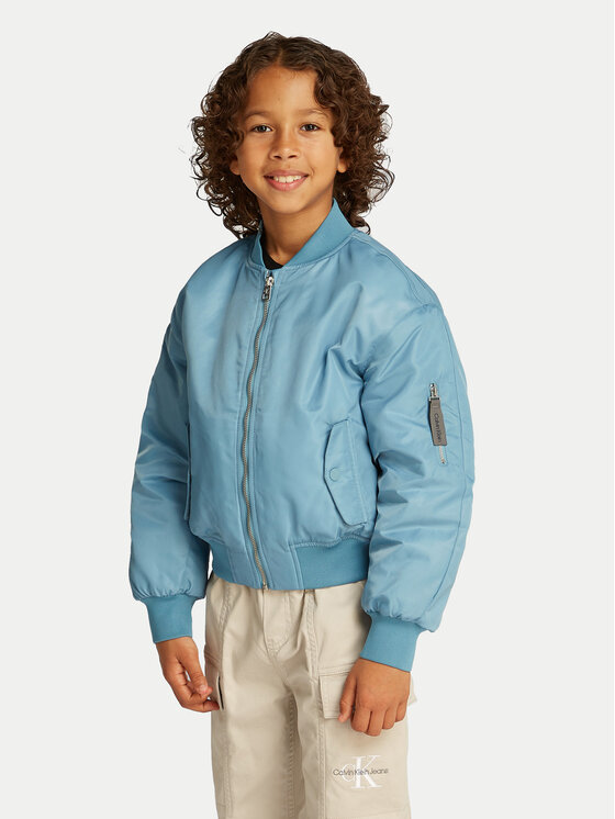 Calvin Klein Jeans Bundy bomber IB0IB02254 Modrá Regular Fit