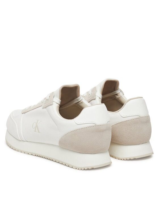 Calvin Klein Jeans Calvin Klein Jeans Sneakersy Runner Sock Laceup Mg Canvas YM0YM01217 Bílá