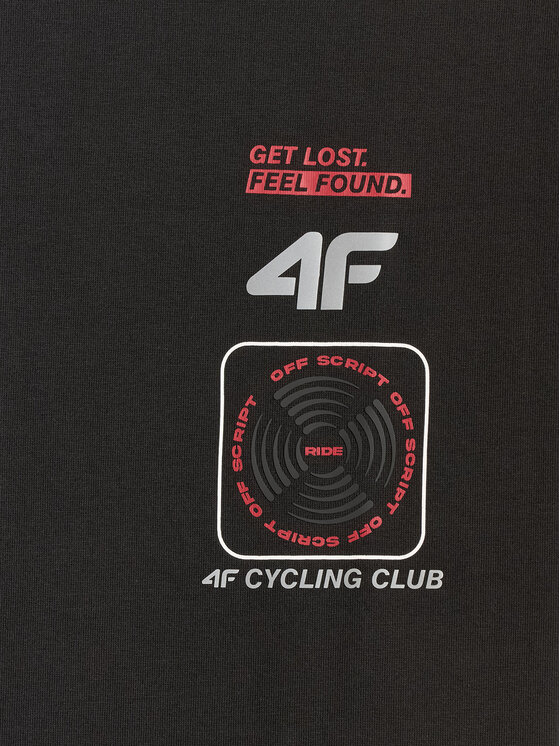 4F 4F T-Shirt WHEEL & WAVE Czarny Regular Fit