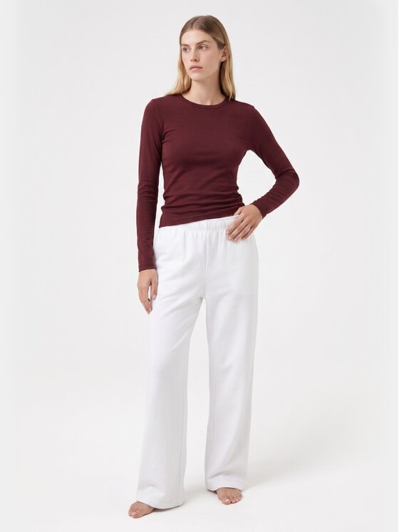 BASICLO BASICLO Longsleeve W-2253-184 Bordowy Slim Fit