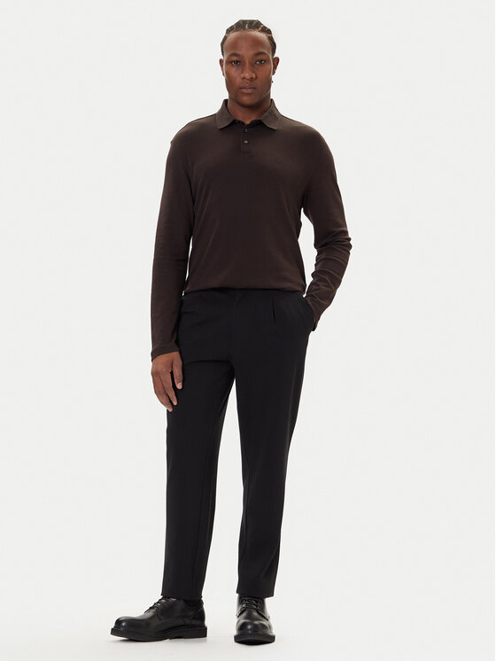 Calvin Klein Calvin Klein Тениска с яка и копчета LV040EM909 Кафяв Regular Fit