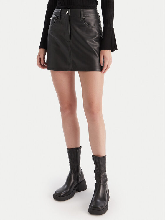 Calvin Klein Jeans Calvin Klein Jeans Rock aus Kunstleder LV044D622G Schwarz Regular Fit