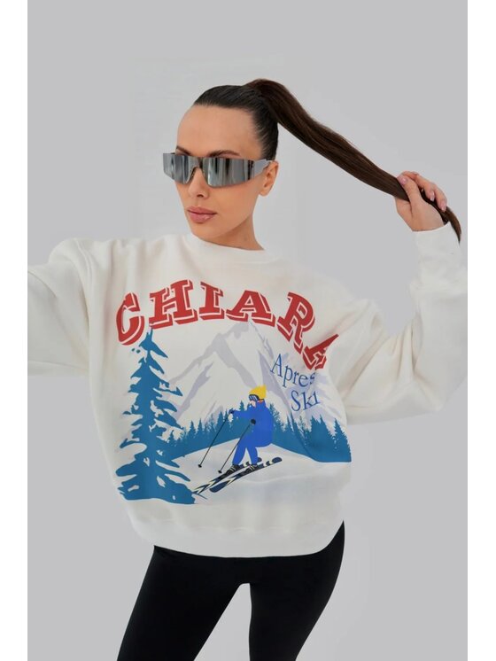 Chiara Wear Chiara Wear Bluza Bluza damska oversize APRES SKI Biały Oversize