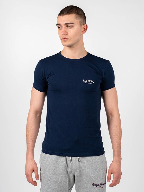Iceberg Iceberg T-Shirt ICE1UTS01 Granatowy Slim Fit