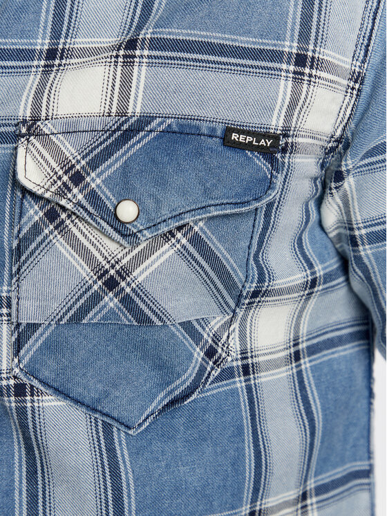 REPLAY Replay Koszula M4981A.000.52586 Niebieski Regular Fit