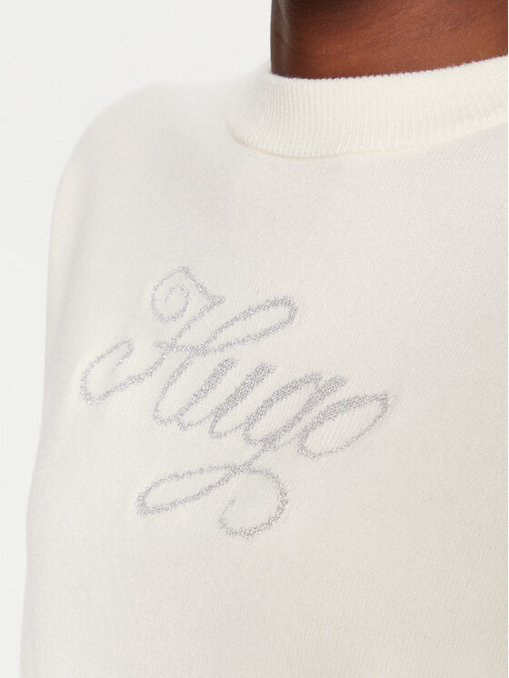 HUGO HUGO Pulover Slogix_B 50548145 Bela Relaxed Fit