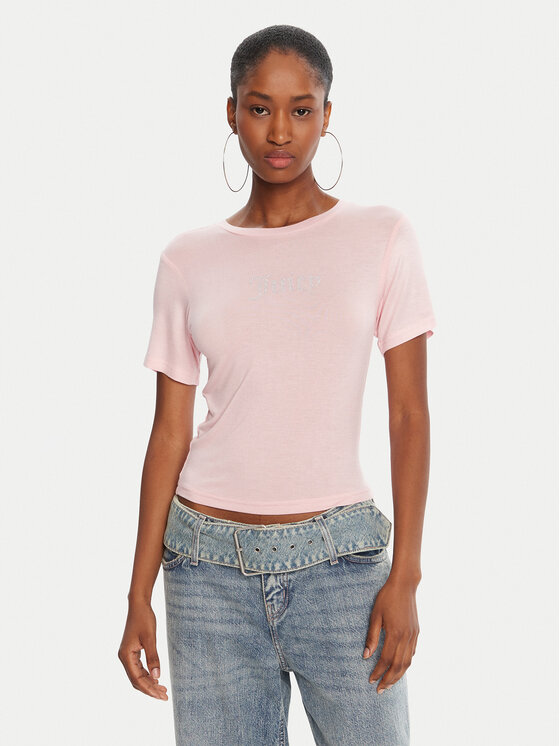 Juicy Couture Juicy Couture Majica Sheer JCWCT225301 Roza Slim Fit