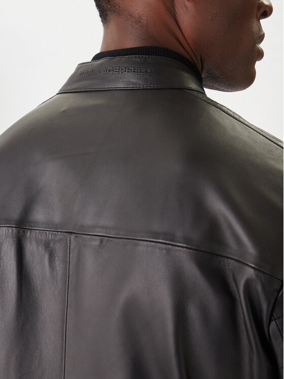 KARL LAGERFELD KARL LAGERFELD Kožená bunda 555022 554421 Černá Slim Fit