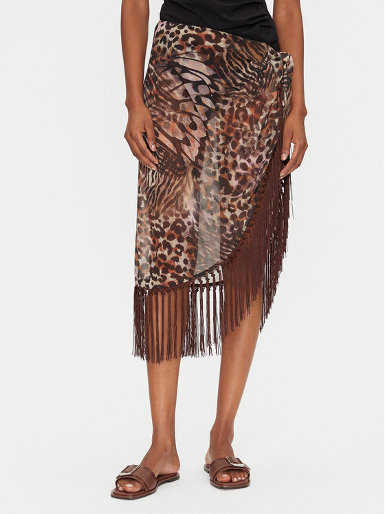 Spódnica midi Guess, Rozmiar M, Brązowa, E5GZ01 WH4T2