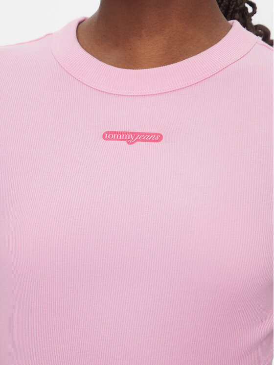 Tommy Jeans Tommy Jeans T-Shirt Script Label DW0DW21402 Rosa Slim Fit