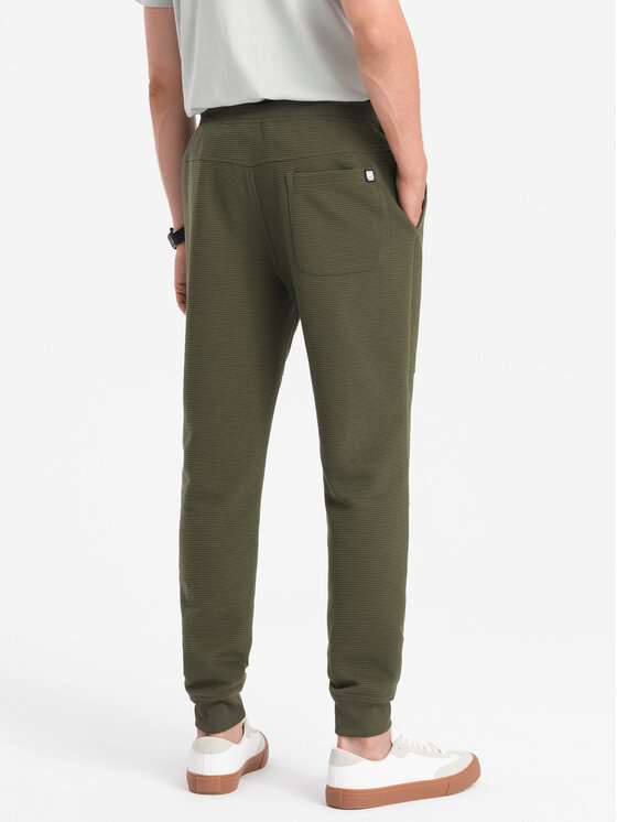 Ombre Ombre Spodnie dresowe OM-PASK-0129 Zielony Regular Fit