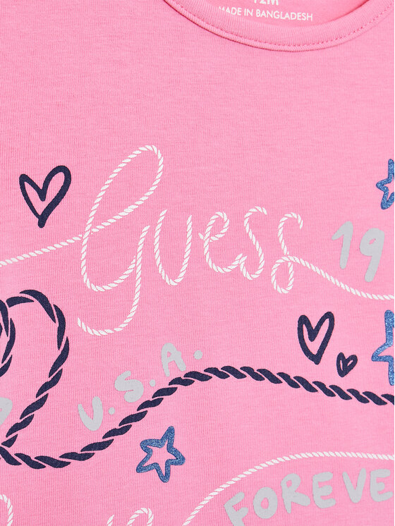 Guess Guess Тишърт A3GI02 K6YW1 Розов Regular Fit