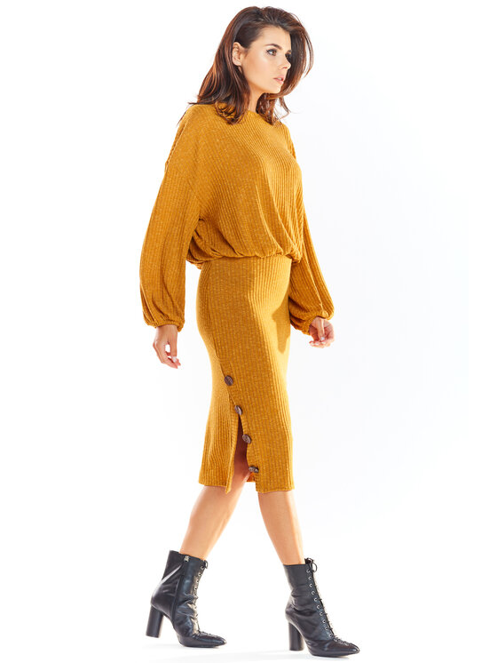 Awama Awama Spódnica A317 Brązowy Basic Fit