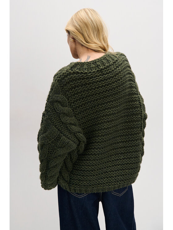 Fobya Fobya Sweter F780 Zielony Basic Fit