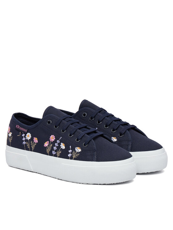Superga Superga Tenisówki 3740 Platform Flower Embroidery Leggera S5138TW Granatowy