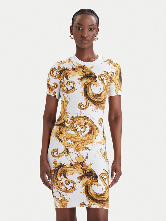 Versace Jeans Couture Rochie de zi 80HAO939 JS553 Alb Slim Fit