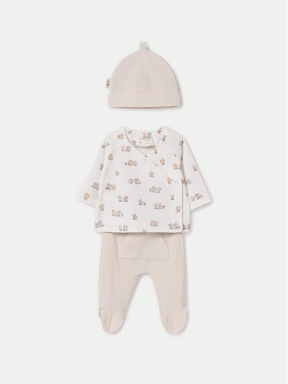 Mayoral Mayoral Set de bluză și pantaloni cu botoșei 9906 Bej Regular Fit