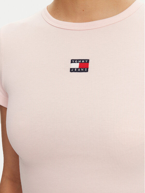 Tommy Jeans Tommy Jeans T-Shirt Badge DW0DW17881 Różowy Slim Fit