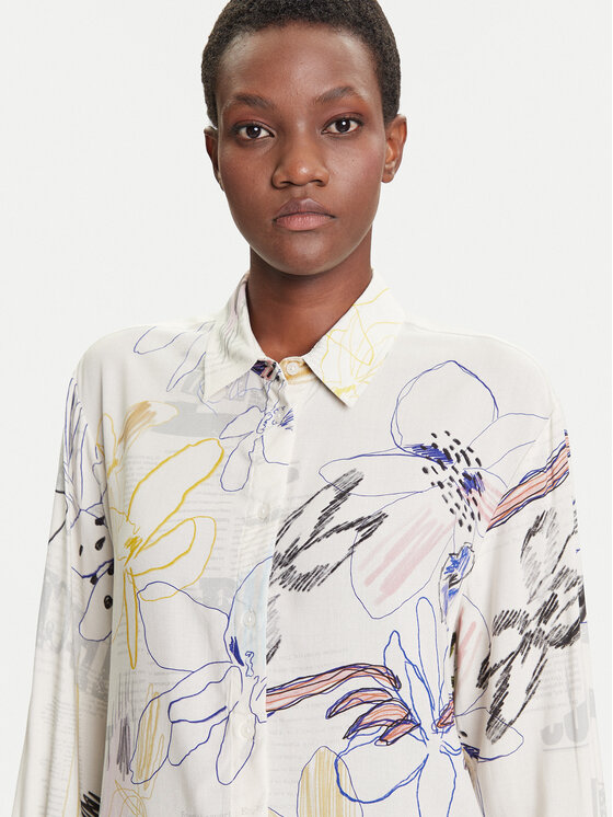 Desigual Desigual Πουκάμισο Newsarty 25WWCW14 Λευκό Loose Fit