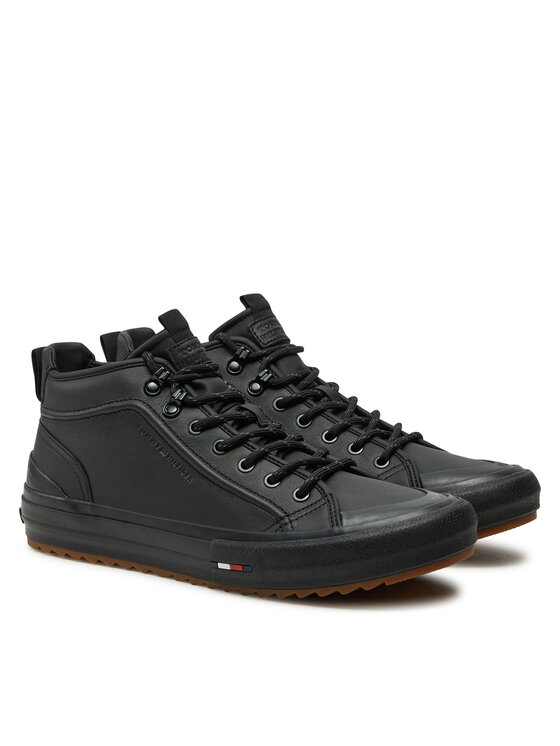 Tommy Hilfiger Tommy Hilfiger Сникърси Th Hi Vulc Cleat Lth FM0FM05313 Черен