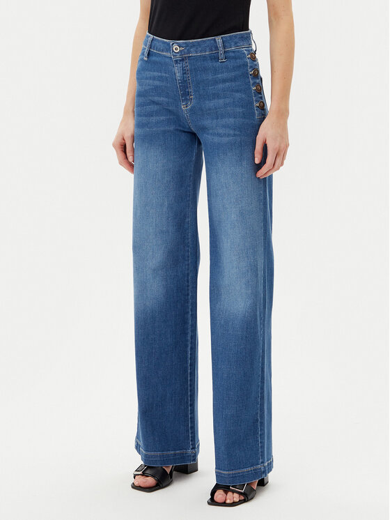Please Please Blugi P3FDBQ2NTZ Albastru Wide Leg