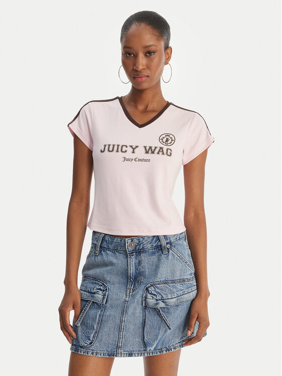 Juicy Couture Juicy Couture T-krekls Juicy Wag JCWCT126319 Rozā Slim Fit