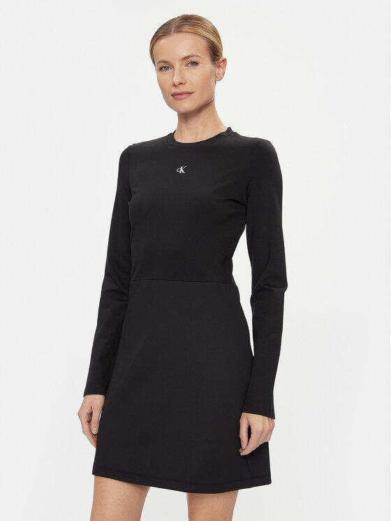 Calvin Klein Jeans Každodenné šaty Milano Spacer Mix Outfit Dress J20J222528 Čierna Regular Fit