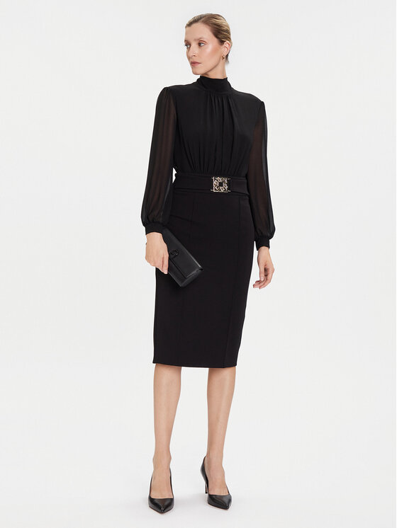 Rinascimento Rinascimento Koktejlové šaty CFC0126210003 Čierna Slim Fit
