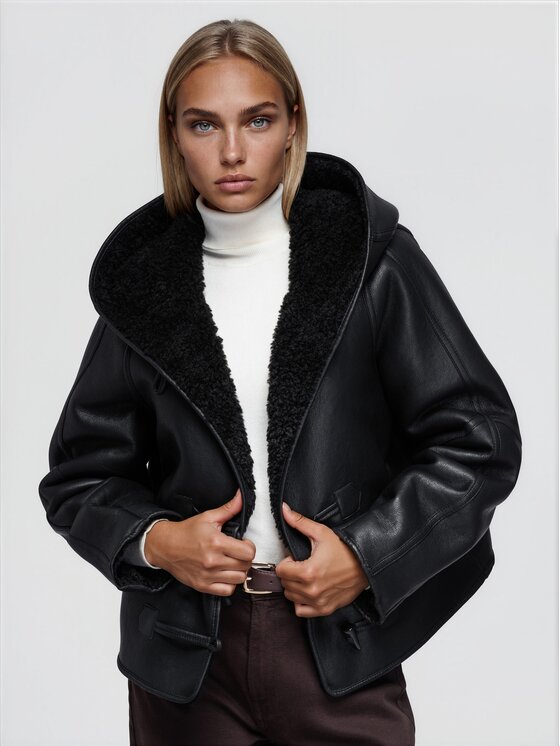 Ombre Ombre Płaszcz zimowy OW-CT-E0034 Czarny Relaxed Fit