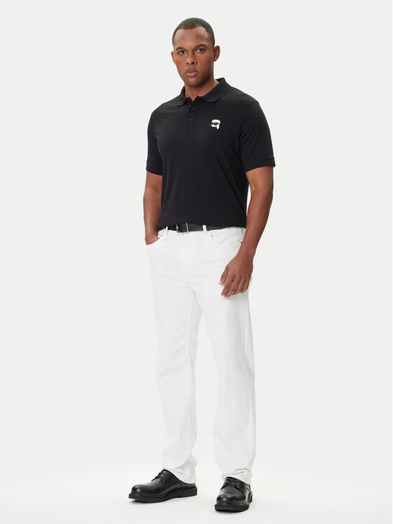 KARL LAGERFELD KARL LAGERFELD Тениска с яка и копчета 745710 500224 Черен Regular Fit