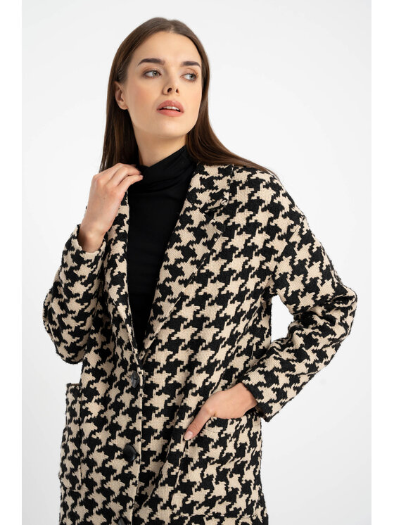 CLICK CLICK Παλτό χειμωνιάτικο 70-0015 Μαύρο Regular Fit