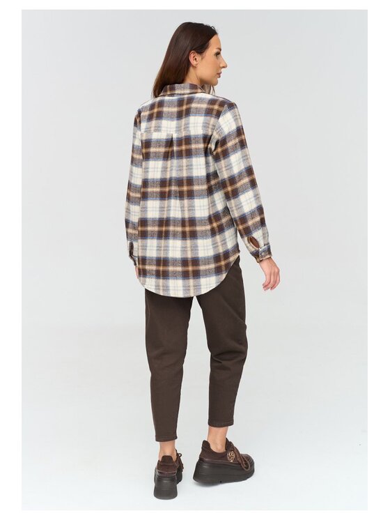 Makadamia Makadamia Koszula C75 Brązowy Loose Fit