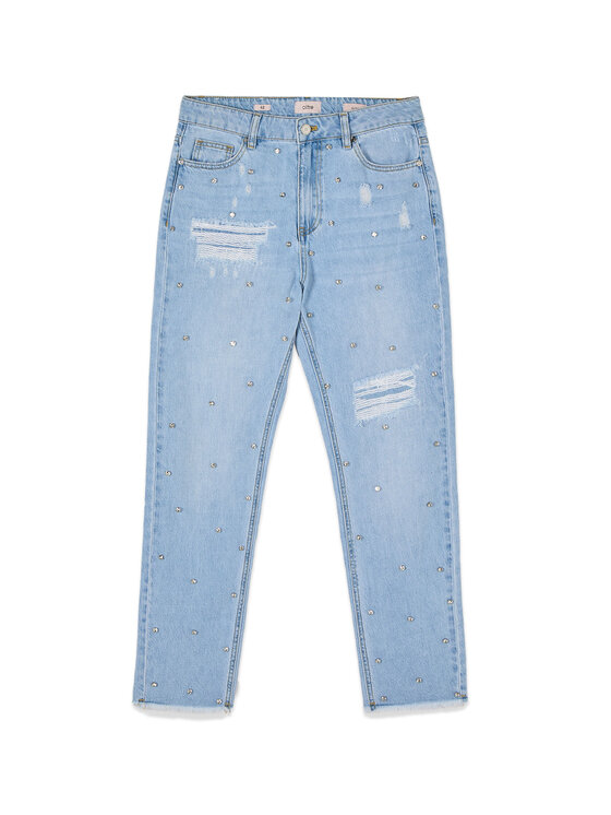 Oltre Oltre Jeansy P458R008882N004 Turkusowy Regular Fit