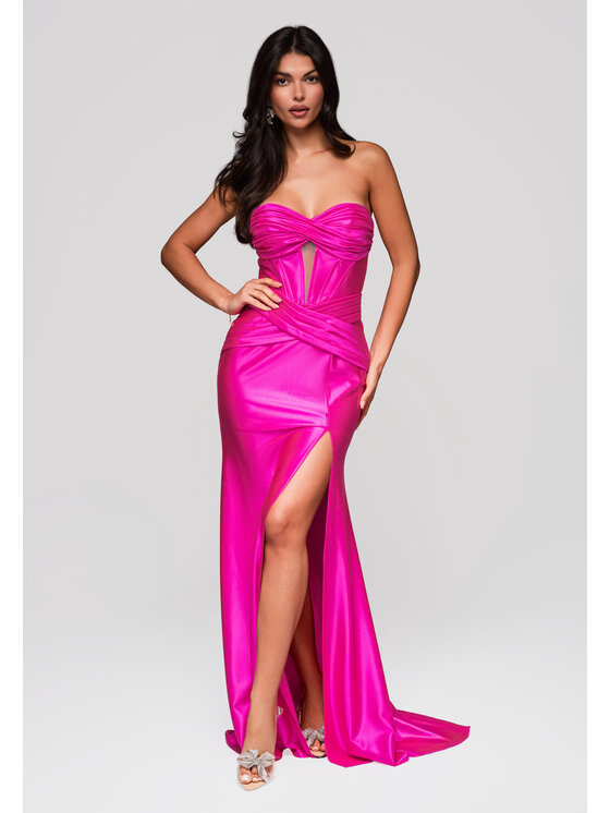 Ombre Ombre Sukienka wieczorowa LA-OM-DLR229 Różowy Regular Fit