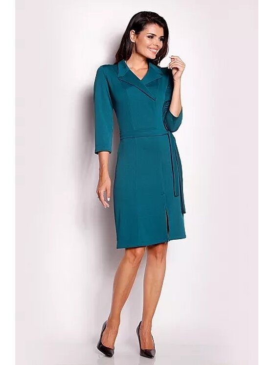 Awama Awama Úpletové šaty A151 Zelená Basic Fit