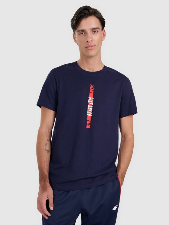 4F 4F T-Shirt 4FRAW25TTSHM3225-31S Granatowy Regular Fit