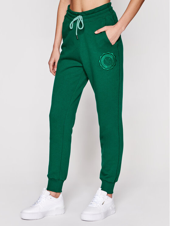 PLNY LALA PLNY LALA Pantaloni trening Liptsitck Travel PL-SP-TV-00050 Verde Regular Fit
