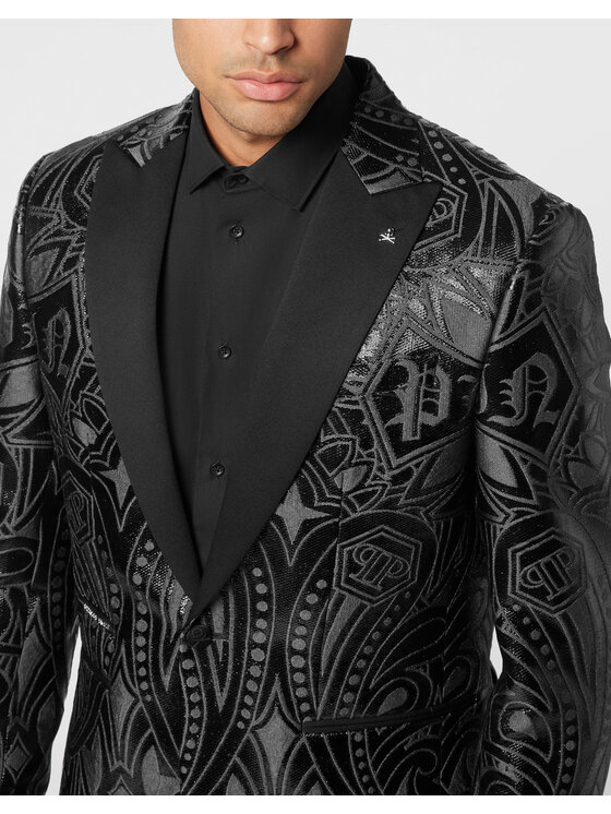PHILIPP PLEIN PHILIPP PLEIN Marynarka 26105 Czarny Fitted Fit