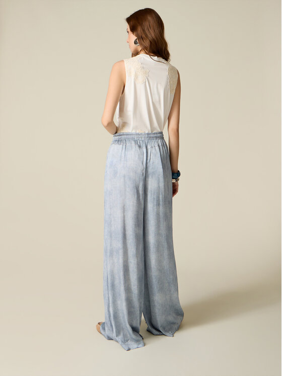 Oltre Oltre Pantaloni di tessuto P040J002695N034 Turchese Baggy Fit